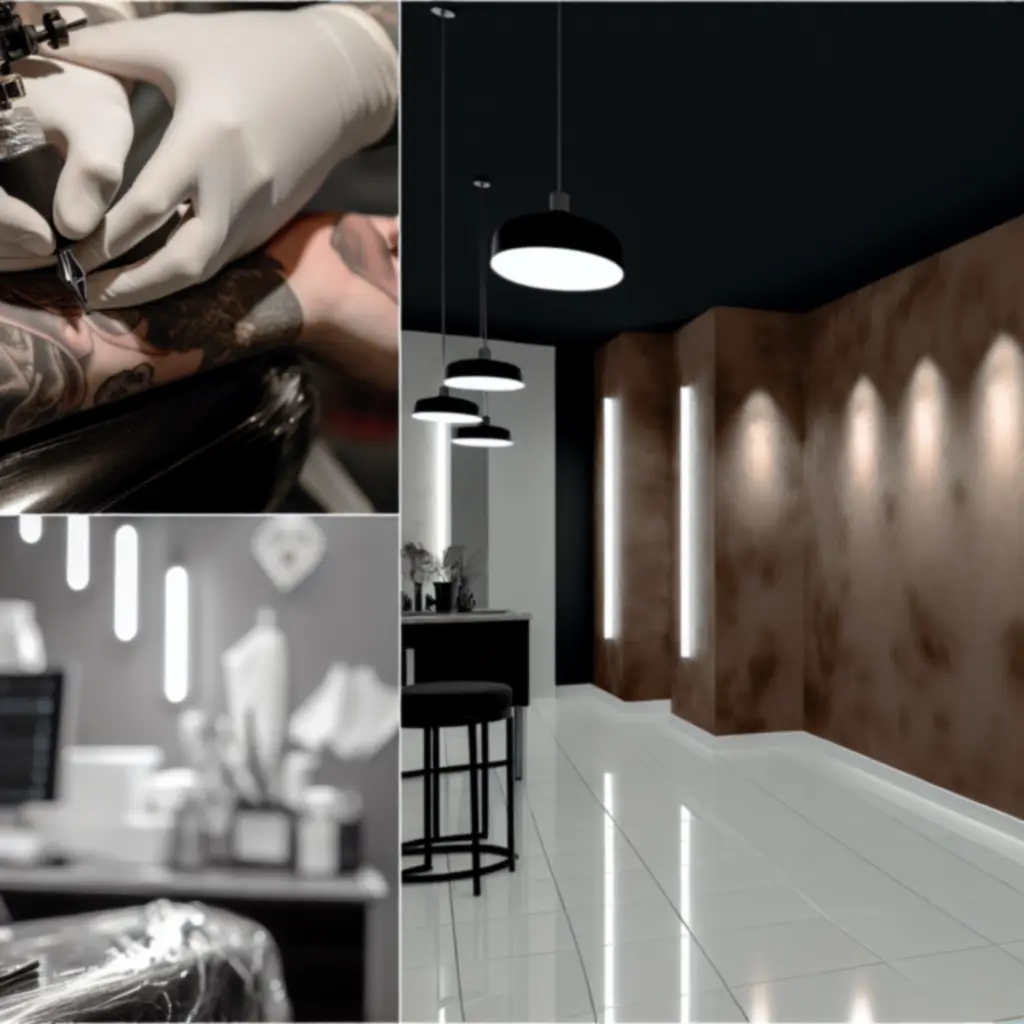 Tattoo-artist aan het werk in de schone en georganiseerde studio van Ink Atelier.