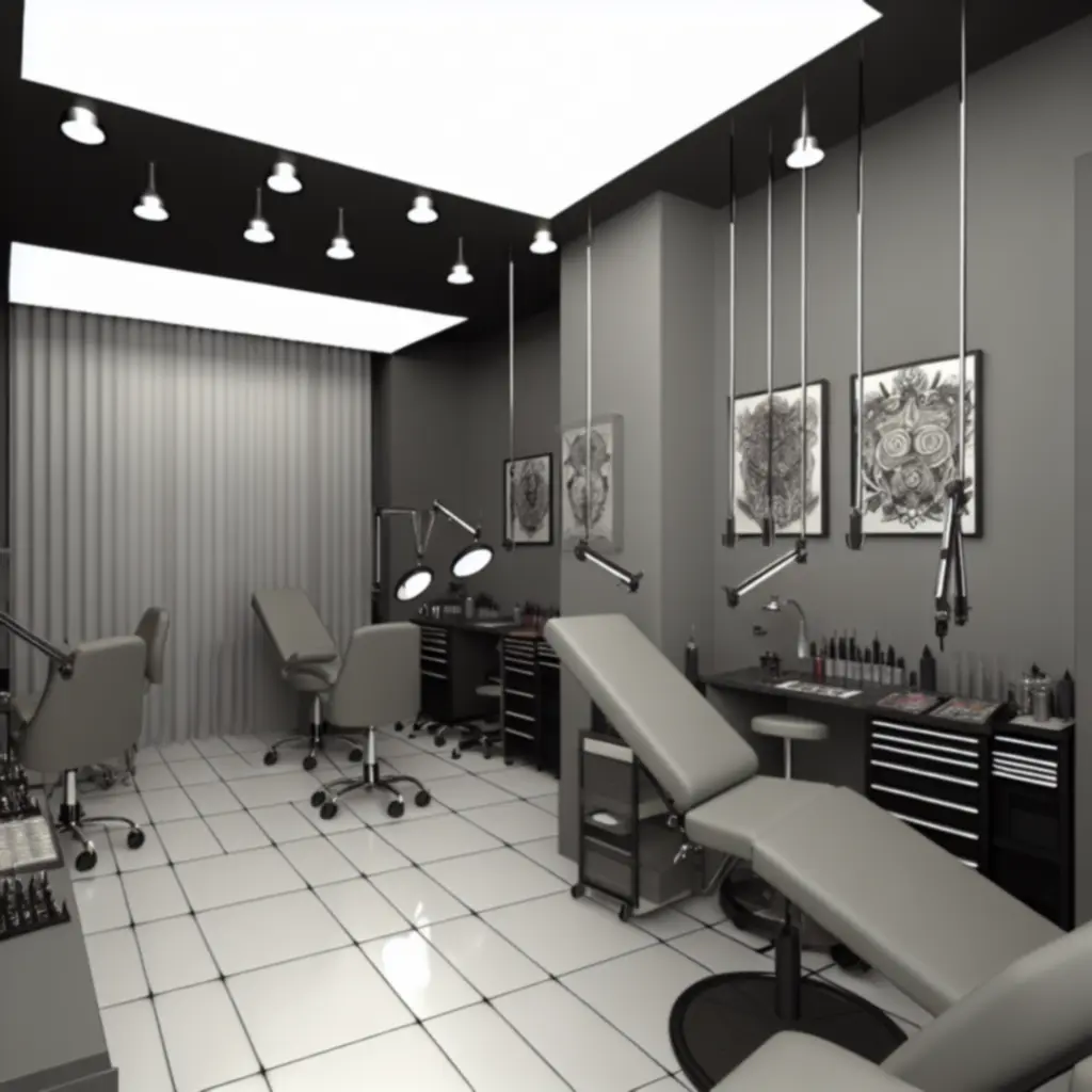 Modern ingerichte tattoo studio van Ink Atelier met een schone, minimalistische uitstraling.