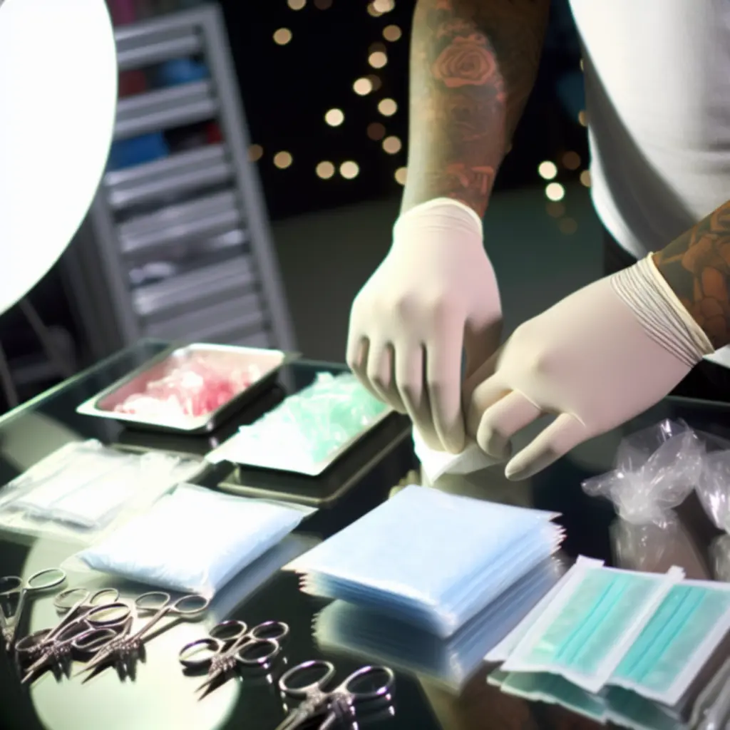 Een hygiënische werkopstelling met steriele materialen in de Ink Atelier studio.