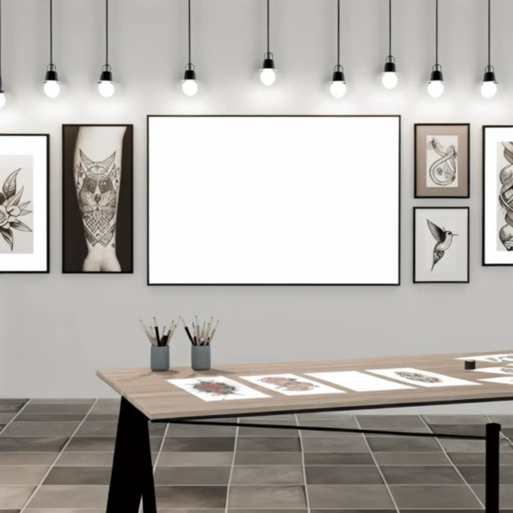 Collage met minimalistische fine line tattoo-ontwerpen.